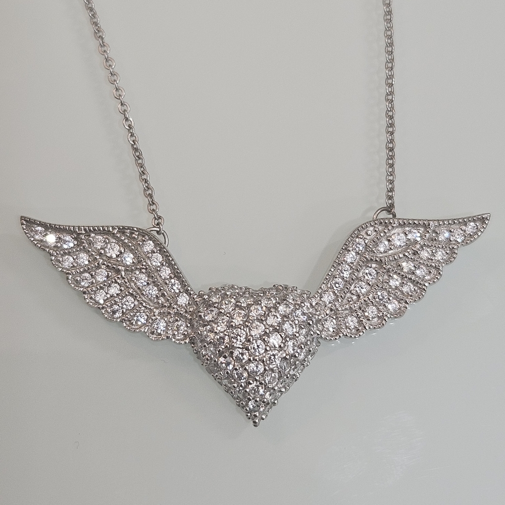 Angel's Heart Sterling Silver Espo 925 Necklace Cubic Zirconia